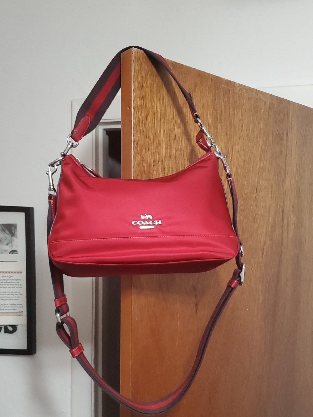 Coach Ellis Red Nylon and Leather Shoulder Crossbody Bag